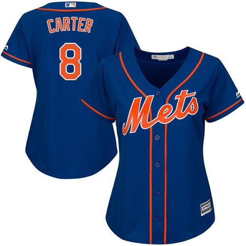 Mets #8 Gary Carter Blue Alternate Women's Stitched MLB Jersey - Click Image to Close